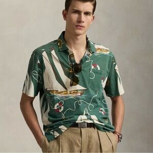 Polo by Ralph Lauren Green Nautical Print Shirt